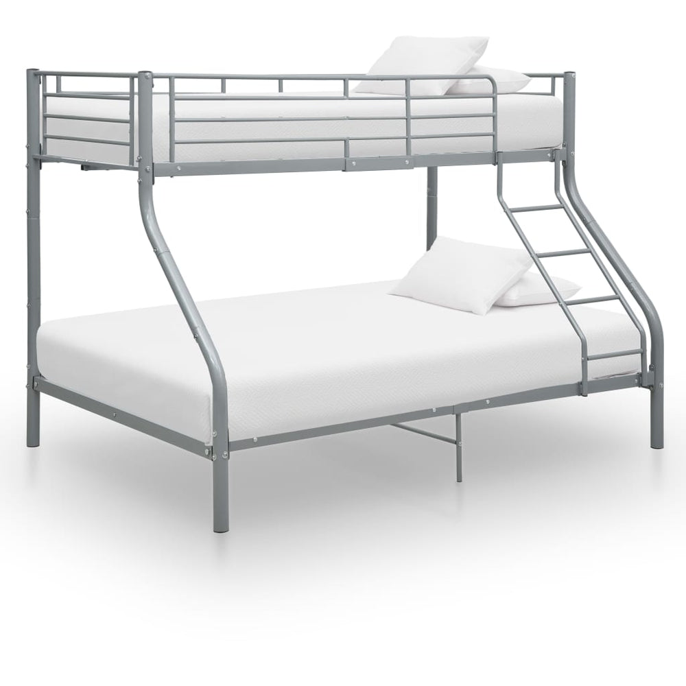vidaXL Bunk Bed Frame Grey Metal 140x200 cm/90x200 cm