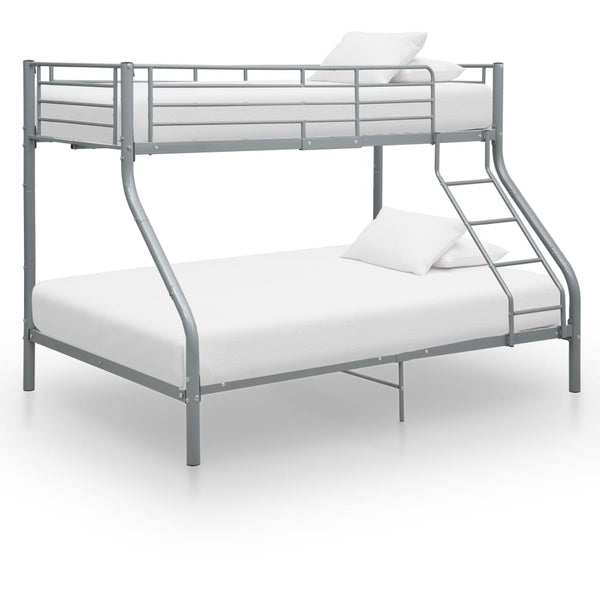 vidaXL Bunk Bed Frame Grey Metal 140x200 cm/90x200 cm