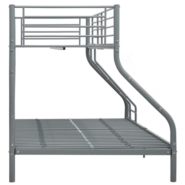 vidaXL Bunk Bed Frame Grey Metal 140x200 cm/90x200 cm