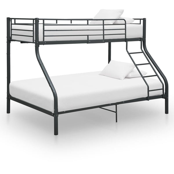 vidaXL Bunk Bed Frame Black Metal 140x200 cm/90x200 cm