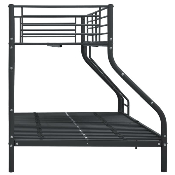vidaXL Bunk Bed Frame Black Metal 140x200 cm/90x200 cm