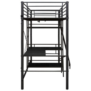 vidaXL Loft Bed with Desk Frame Black Metal 90x200 cm