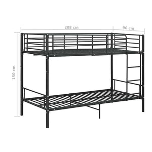 vidaXL Bunk Bed Black Metal 90x200 cm
