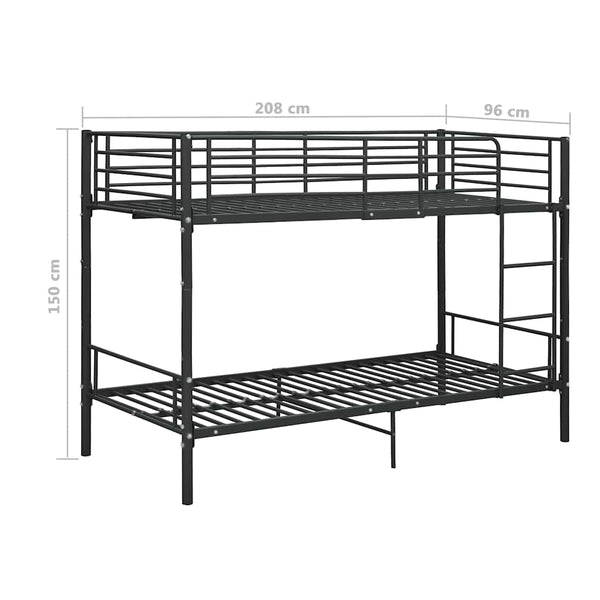 vidaXL Bunk Bed Black Metal 90x200 cm