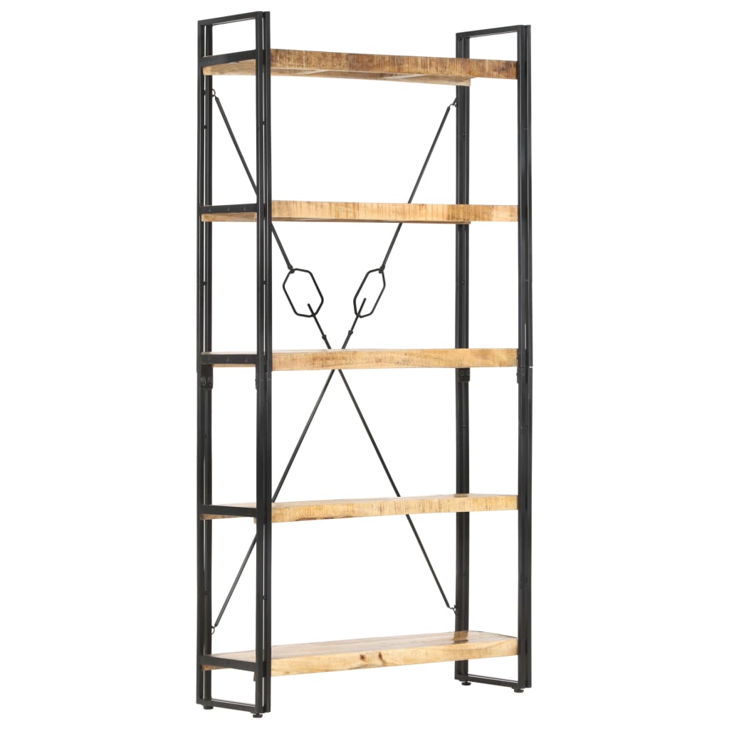 vidaXL Bookcase with 5 Shelves 90x30x180 cm Solid Mango Wood