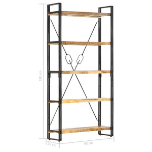 vidaXL Bookcase with 5 Shelves 90x30x180 cm Solid Mango Wood