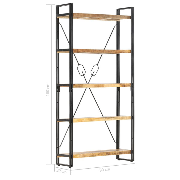 vidaXL Bookcase with 5 Shelves 90x30x180 cm Solid Mango Wood