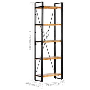 Bücherregal 5 Fächer 60 x 30 x 180 cm Mango Massivholz