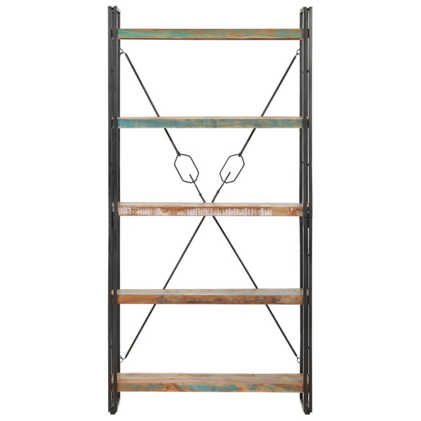 Bücherregal 5 Fächer 90x30x180 cm Altholz Massiv