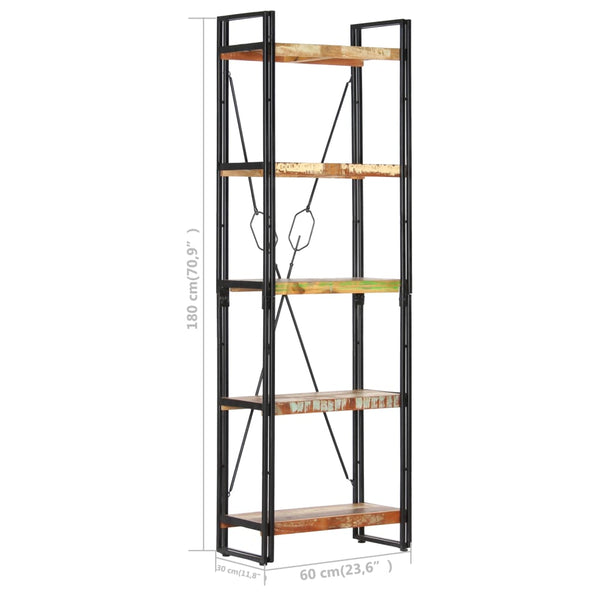 vidaXL Bookcase 5 Tiers 60x30x180 cm Solid Reclaimed Wood
