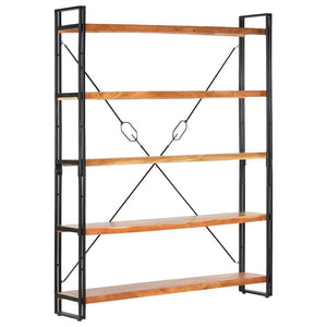 vidaXL Bookcase with 5 Shelves 140x30x180 cm Solid Acacia Wood