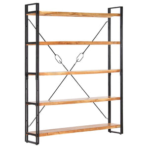 vidaXL Bookcase with 5 Shelves 140x30x180 cm Solid Acacia Wood