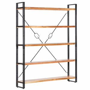 vidaXL Bookcase with 5 Shelves 140x30x180 cm Solid Acacia Wood