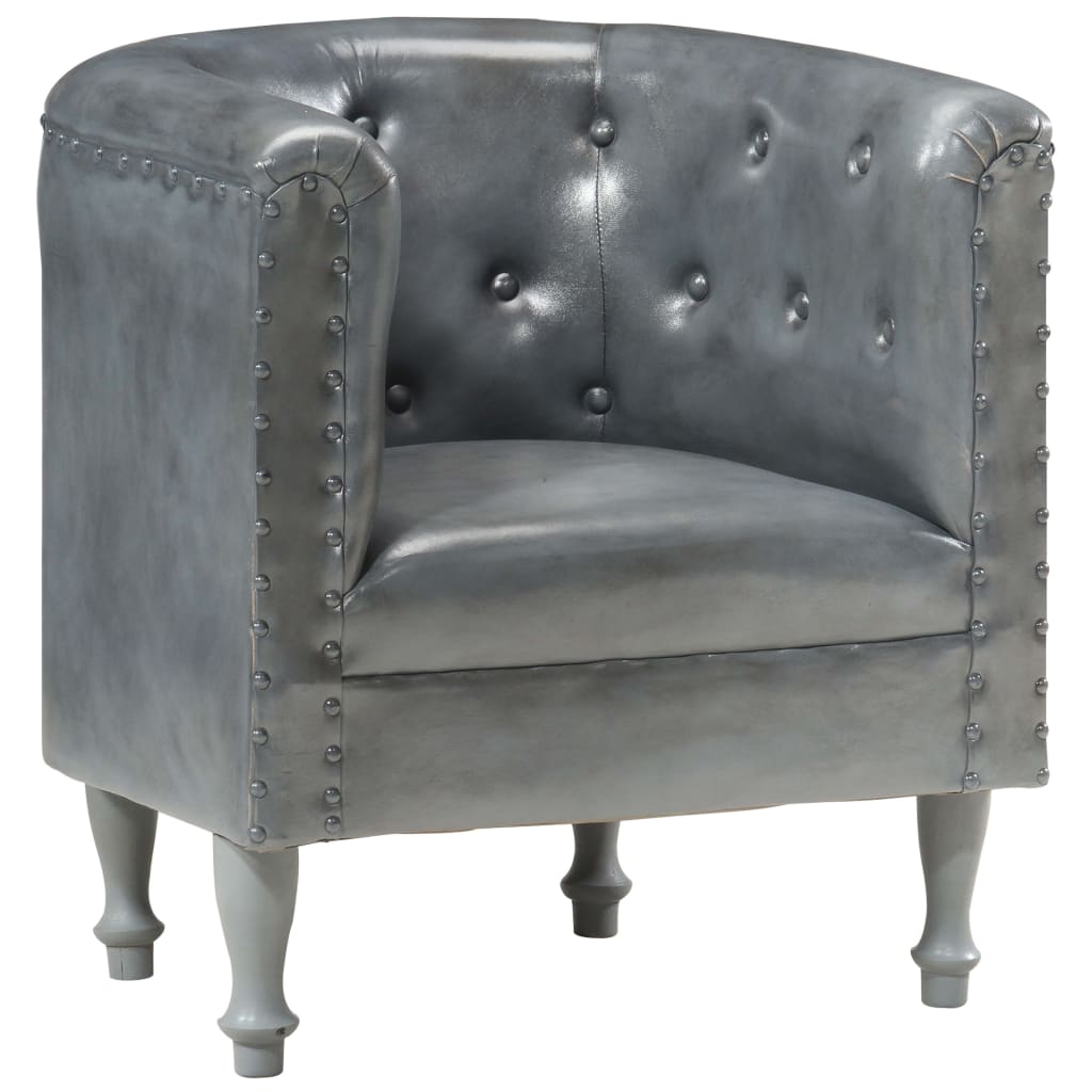 Sessel Grau Echtleder