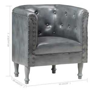 Sessel Grau Echtleder