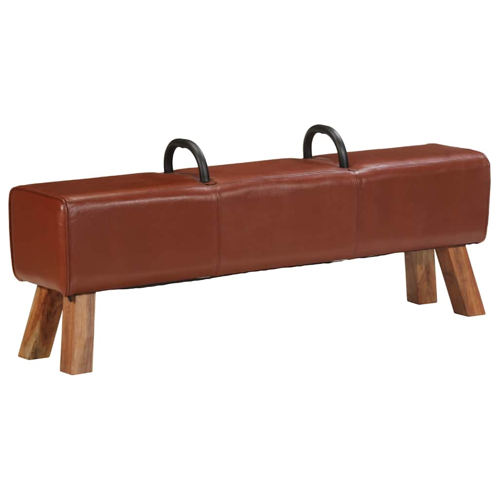 vidaXL Vintage Pommel Horse Bench with Handles Genuine Goat Leather