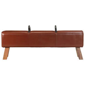 vidaXL Vintage Pommel Horse Bench with Handles Genuine Goat Leather
