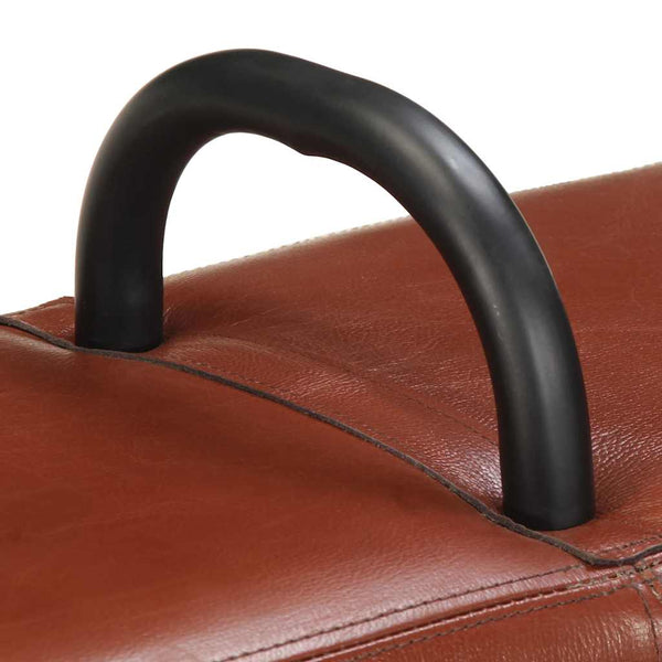 vidaXL Vintage Pommel Horse Bench with Handles Genuine Goat Leather