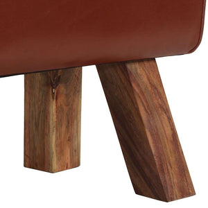 vidaXL Vintage Pommel Horse Bench with Handles Genuine Goat Leather