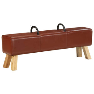 vidaXL Vintage Pommel Horse Bench with Handles Genuine Goat Leather