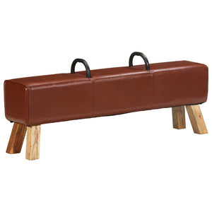 vidaXL Vintage Pommel Horse Bench with Handles Genuine Goat Leather