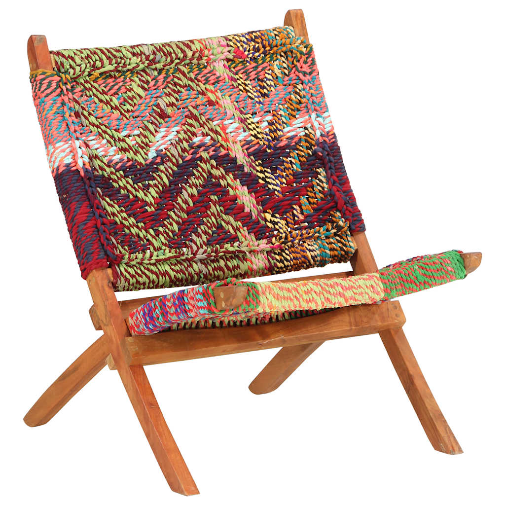 vidaXL Folding Chindi Chair Multicolour Fabric