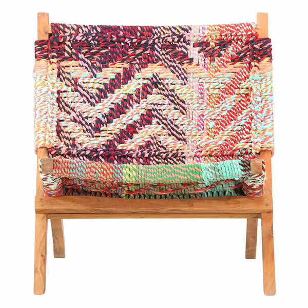 vidaXL Folding Chindi Chair Multicolour Fabric