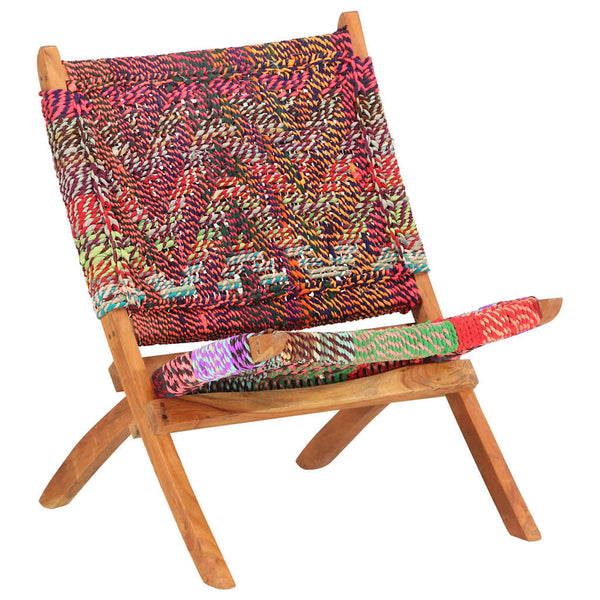 vidaXL Folding Chindi Chair Multicolour Fabric