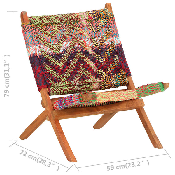vidaXL Folding Chindi Chair Multicolour Fabric