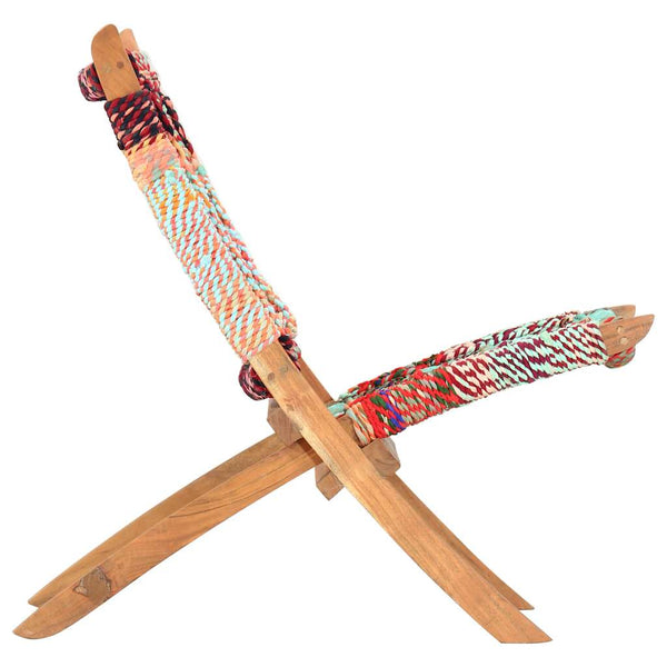 vidaXL Folding Chindi Chair Multicolour Fabric