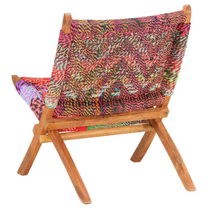 vidaXL Folding Chindi Chair Multicolour Fabric