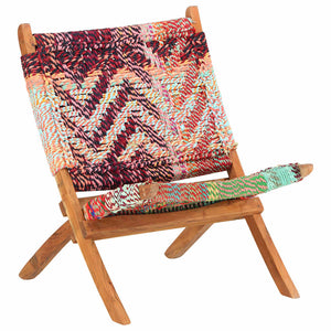 vidaXL Folding Chindi Chair Multicolour Fabric