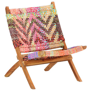 vidaXL Folding Chindi Chair Multicolour Fabric