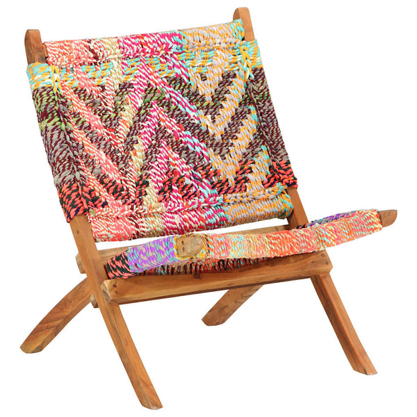 vidaXL Folding Chindi Chair Multicolour Fabric