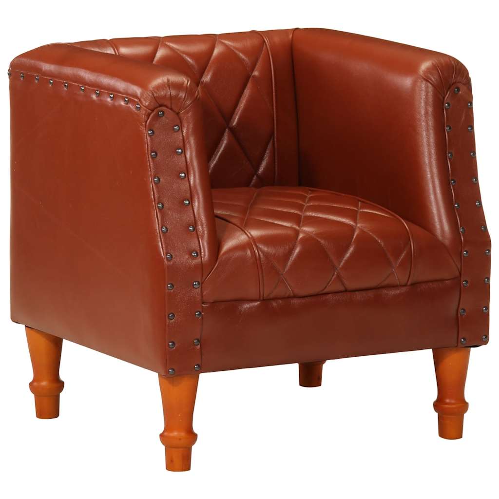 vidaXL Armchair Brown Real Goat Leather