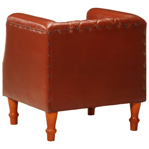 vidaXL Armchair Brown Real Goat Leather