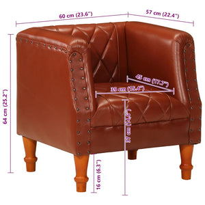 vidaXL Armchair Brown Real Goat Leather