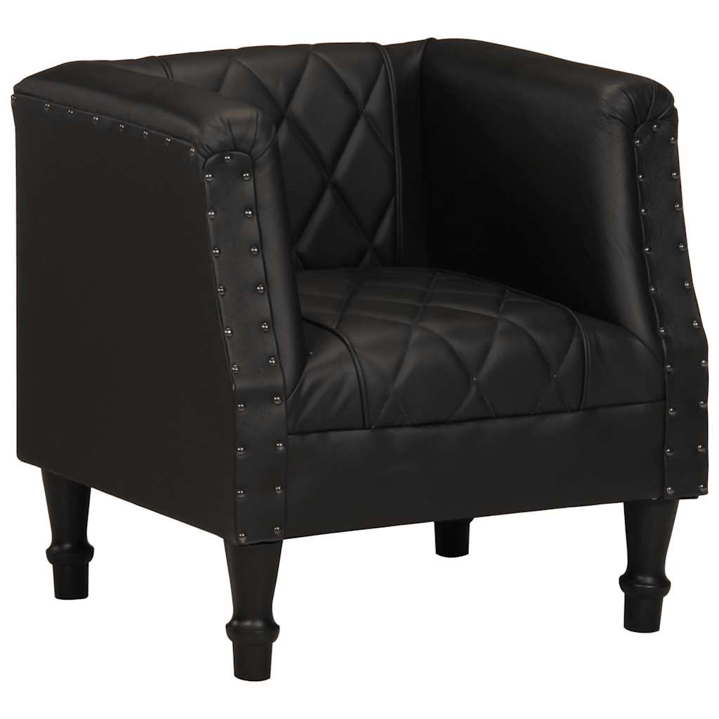 vidaXL Armchair Black Real Goat Leather