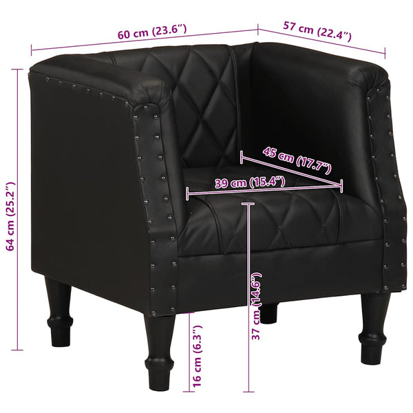 vidaXL Armchair Black Real Goat Leather