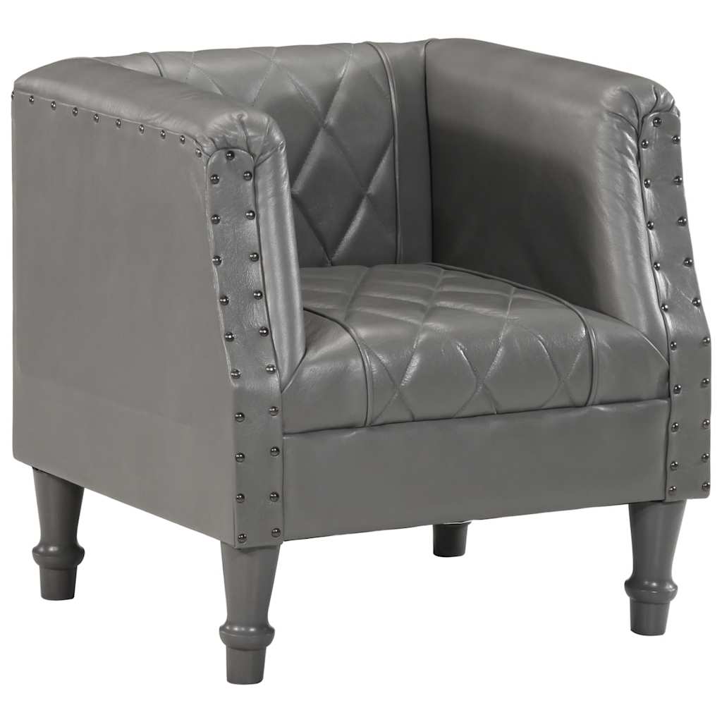 vidaXL Armchair Grey Genuine Goatskin Leather