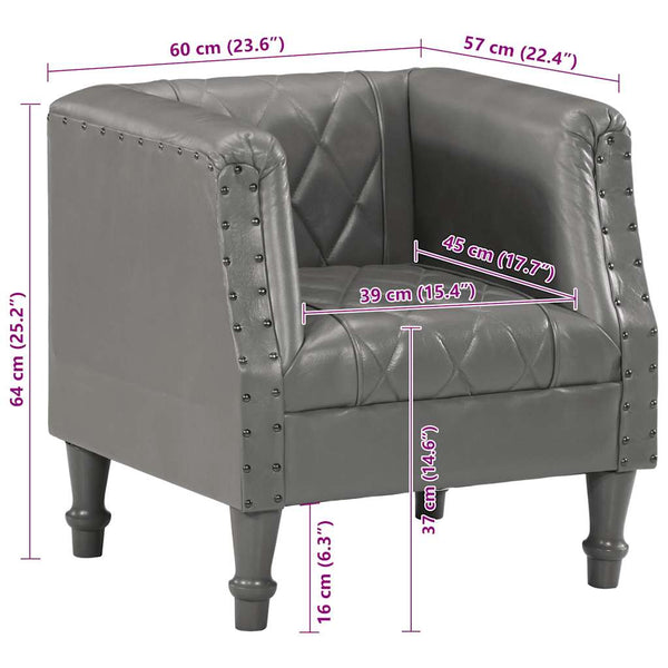 vidaXL Armchair Grey Genuine Goatskin Leather