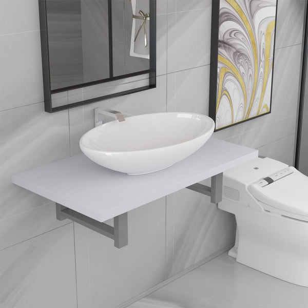 vidaXL 2-Piece Bathroom Furniture Set Ceramic White