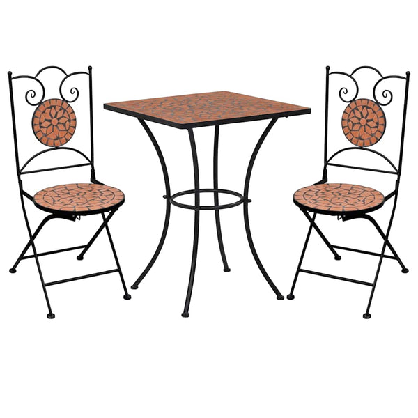 vidaXL 3-Piece Bistro Set Mosaic Ceramic Terracotta