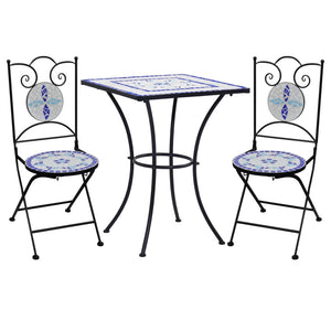 vidaXL 3-Piece Bistro Set Mosaic Ceramic Blue and White