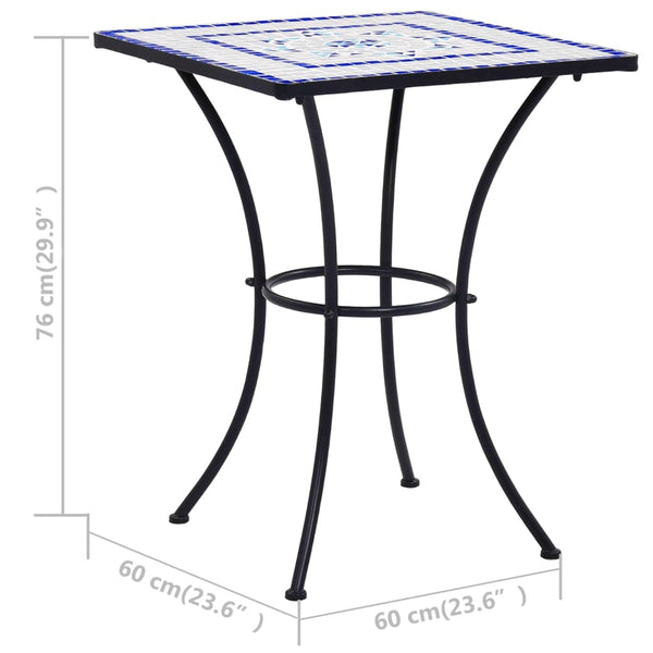 vidaXL 3-Piece Bistro Set Mosaic Ceramic Blue and White