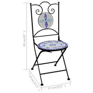 vidaXL 3-Piece Bistro Set Mosaic Ceramic Blue and White