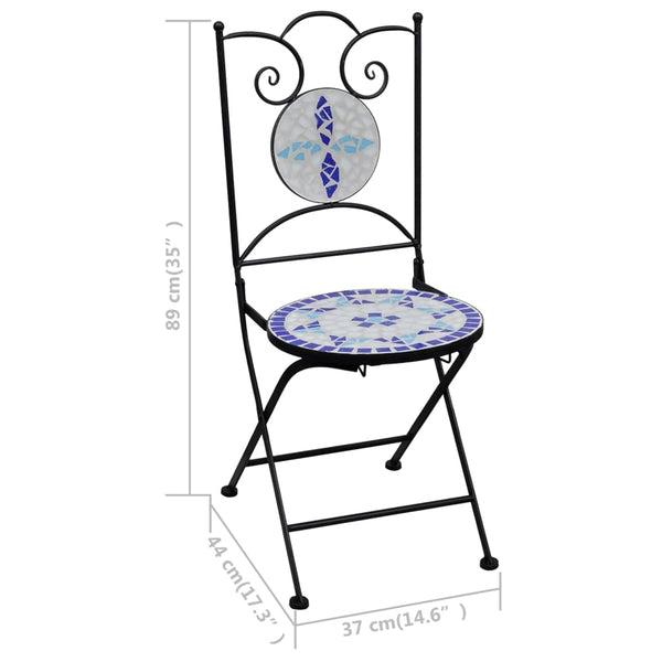vidaXL 3-Piece Bistro Set Mosaic Ceramic Blue and White