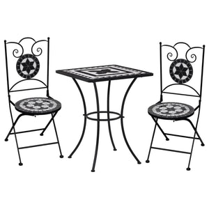 vidaXL 3-Piece Bistro Set Mosaic Ceramic Black and White