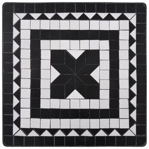 vidaXL 3-Piece Bistro Set Mosaic Ceramic Black and White