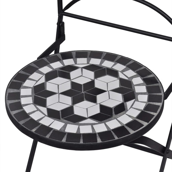 vidaXL 3-Piece Bistro Set Mosaic Ceramic Black and White